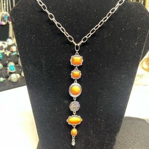 Elegant Orange and Silver Necklace
